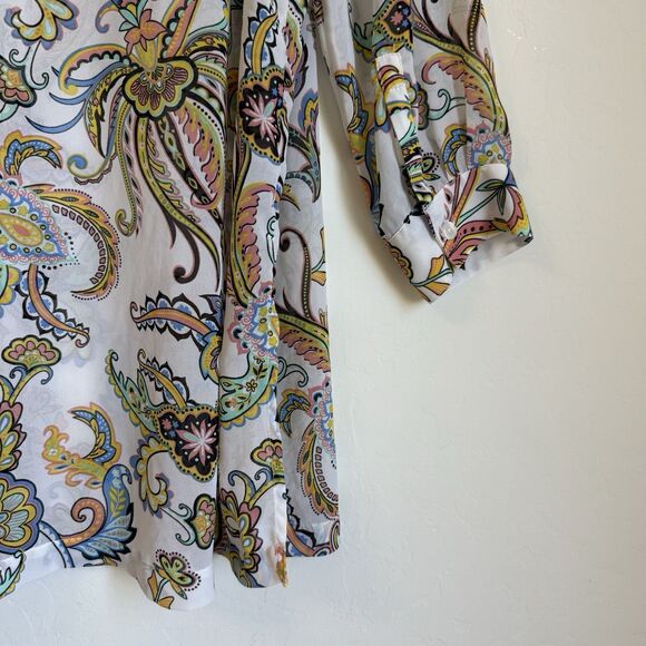 Jessica London Plus Size Sheer Boho Paisley Button Down Tunic 14W Artsy - Picture 13 of 16